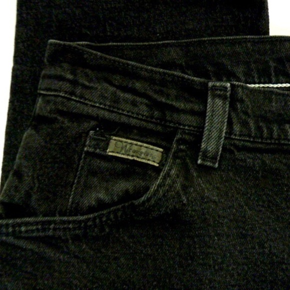 Vintage Genuine Wrangler Women's 12 x L34 Black Stretch Denim Straight Leg Jeans - Picture 1 of 7
